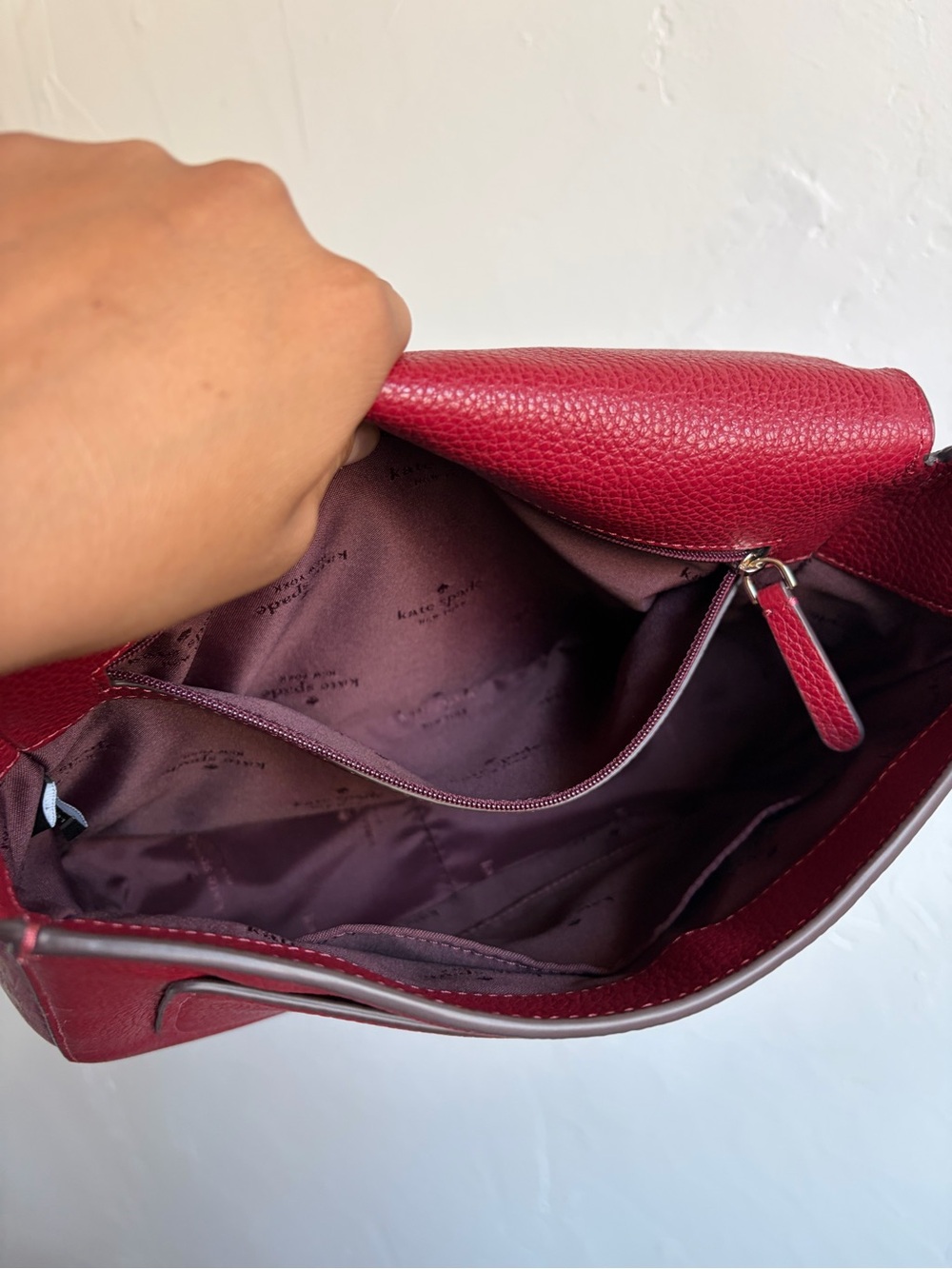 kate spade burgundy pebbled leather crossbody bag - Picture 6 of 8